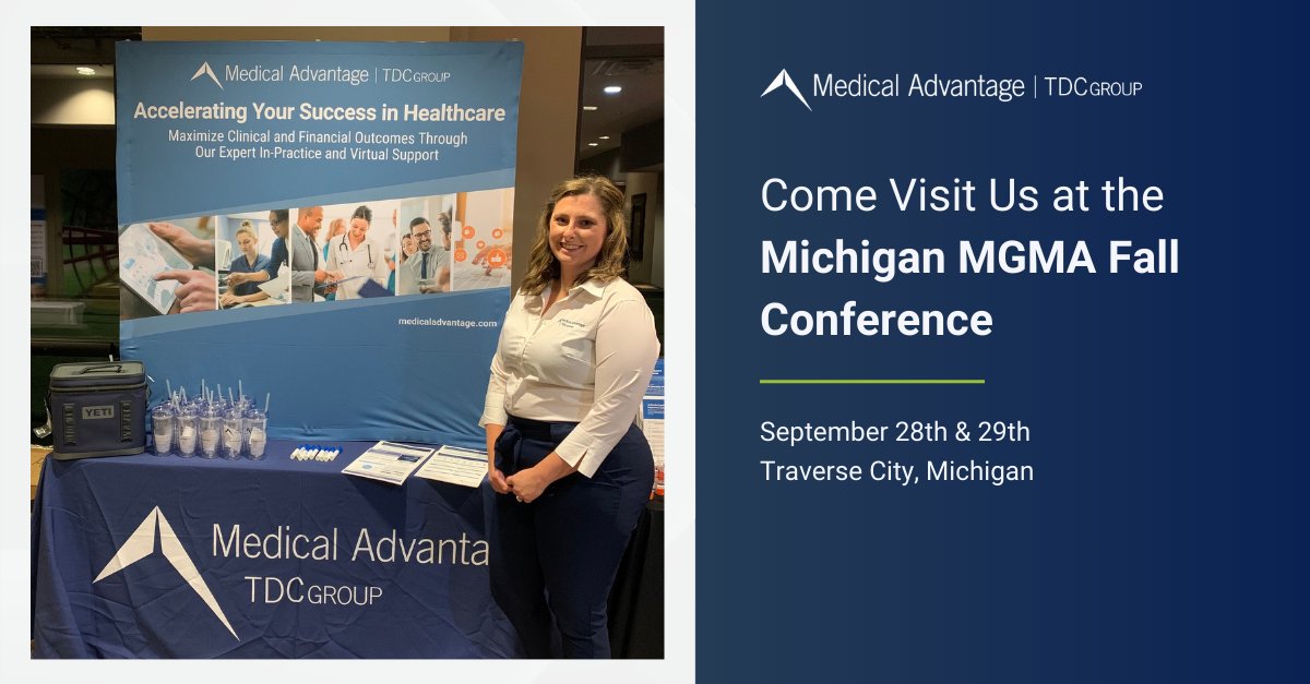 MedicalAdvtge's tweet photo. The Michigan MGMA Fall Conference kicks off today! Don't miss the chance to visit Bailey Sutherland and Chad Anguilm and learn more about Medical Advantage solutions. https://t.co/IuG0xqXOLM https://t.co/otRwu69zU9