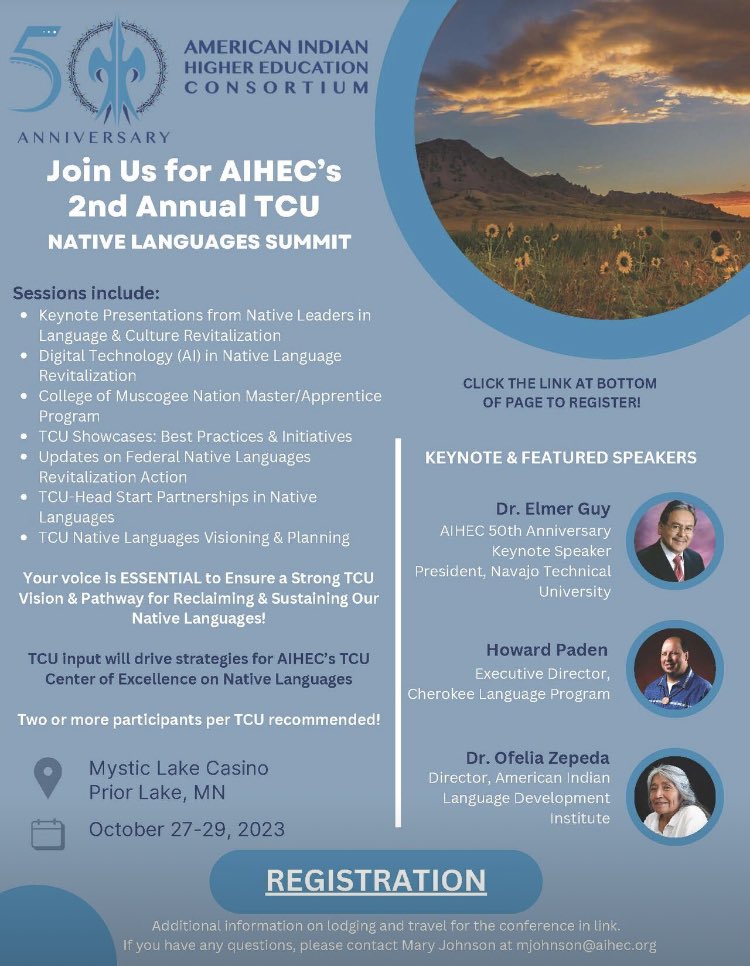 CMN will present on our Mvskoke Language Master-Apprentice program at the 2nd Annual AIHEC Native Language Summit! #MvskokeLanguageRevitalization #ILDecade #indigenouslanguages