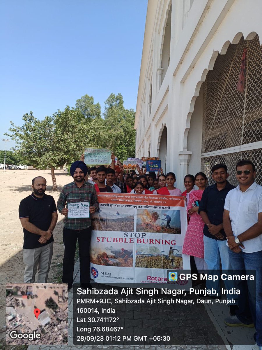 nsskcm's tweet photo. Khalsa College (ASR.) of Tech &amp; Business Studies Mohali,Principal Dr. Harish Kumari and Program Officer of NSS Department Navin Kumar and volunteers to stop stubble burning at Village Daun, Mohali Punjab Govt. &amp; PU Patiala An awareness rally was organized on 28/9/23 as per rules. https://t.co/kgOijK9Ev0