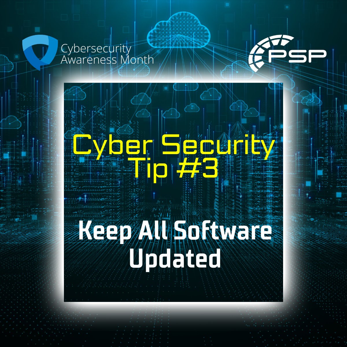 Day 3 of #cybersecurityawarenessmonth
🔃 Keep Software Updated 🔃
Software updates often include security patches. Regularly updating software on your computer is one of the easiest ways to protect yourself and your company against cyber threats.
#becybersmart