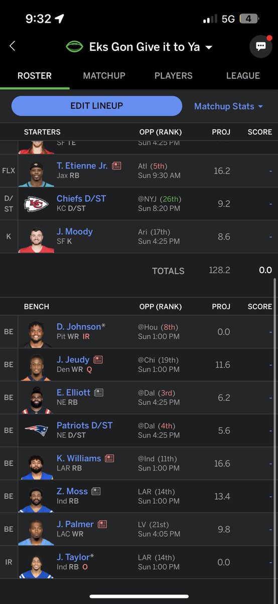 mattringler_'s tweet photo. @17gamepace With this team (10 man,0.5 ppr) would you trade etienne for olave? https://t.co/OnbRTi0YAy