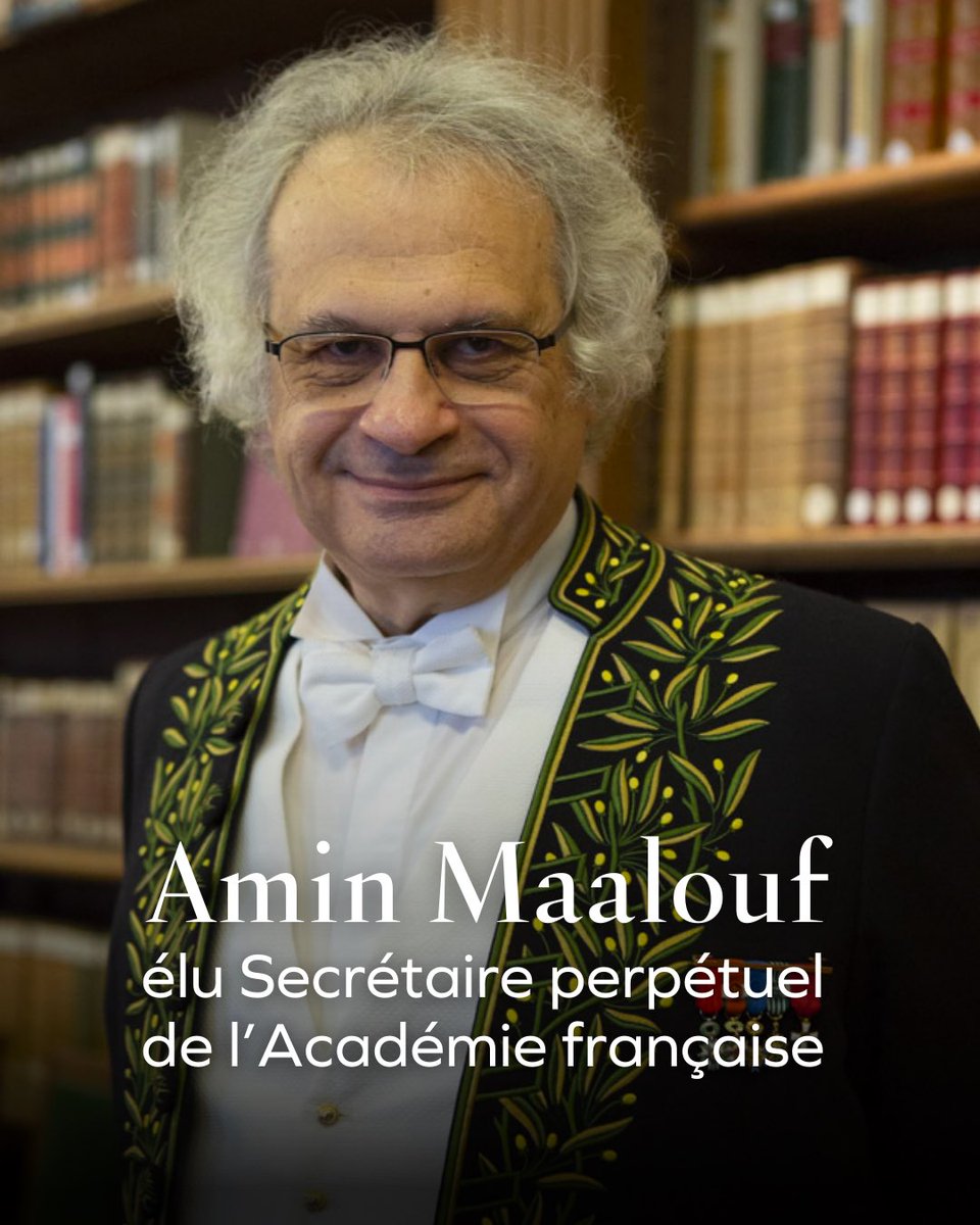 🌿 L’Académie française, dans sa séance du jeudi 28 septembre 2023, a procédé à l’élection du nouveau Secrétaire perpétuel.
 
M. Amin Maalouf a été élu, en remplacement de Mme Hélène Carrère d’Encausse, décédée le 5 août dernier.