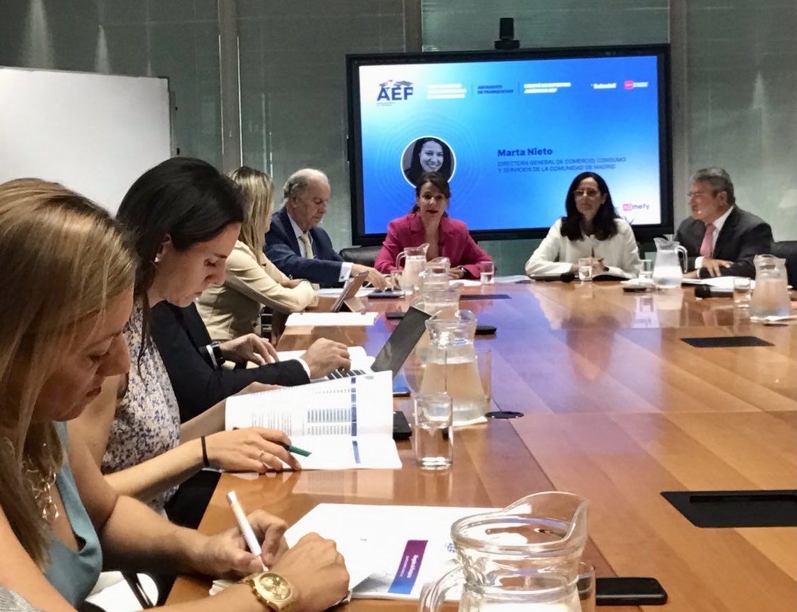 Presentación del informe “Observatorio de la Jurisprudencia de Franquicias en España” junto con Luisa Masuet, presidenta ⁦<a href="/AEFranquicia/">Asociación Española de la Franquicia</a>⁩, Director ⁦<a href="/AefEduardo/">EDUARDO ABADIA</a>⁩, Jordi Ruiz de Villa e Inmaculada Nuñez ⁦<a href="/BancoSabadell/">Banco Sabadell</a>⁩ 

⁦⁦<a href="/HaciendaCMadrid/">Hacienda y Función Pública▪️Comunidad de Madrid</a>⁩