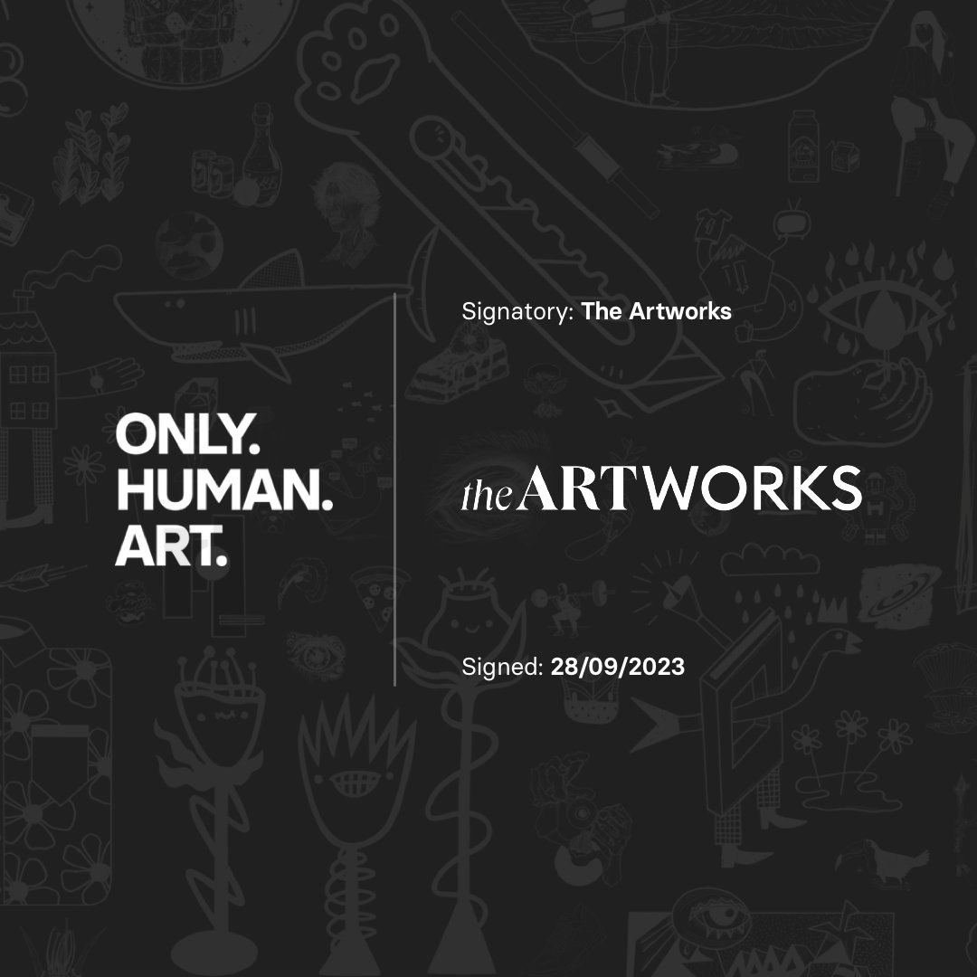 Only Human Art (@onlyhumanart) on Twitter photo Great to see boutique illustration agency <a href="/ArtworksIllos/">The Artworks</a> has become the latest signatory of the #OnlyHumanArtDeclaration and committed to commissioning human-made visual art in their creative projects. ✍️ 🥳
Their support will help us grow our influence and protect artists’ Great to see boutique illustration agency <a href="/ArtworksIllos/">The Artworks</a> has become the latest signatory of the #OnlyHumanArtDeclaration and committed to commissioning human-made visual art in their creative projects. ✍️ 🥳
Their support will help us grow our influence and protect artists’