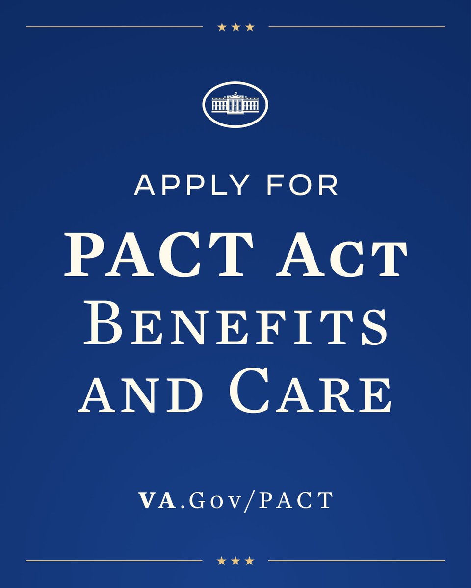 The PACT Act is the most significant expansion of benefits and services for toxic exposed veterans in more than 30 years.

Learn more about eligibility and sign up before the health care special enrollment period ends on September 30th at VA.gov/PACT.