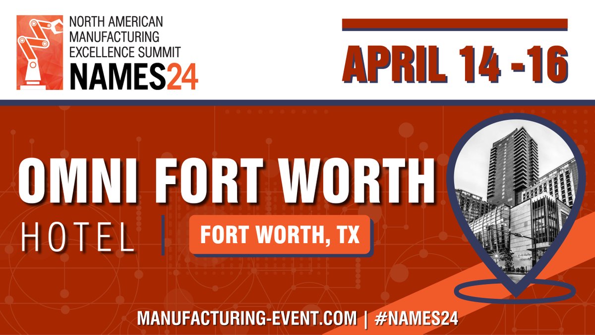 🌟 Join us at #NAMES24! Our annual conference is back and better than ever. Get ready for inspiring sessions, networking, and breakthroughs in manufacturing excellence. 

🚀 Save the Date: April 14-16, 2024 📍 Venue: Omni Fort Worth Hotel, Fort Worth, TX

#NAMES24 #Manufacturing