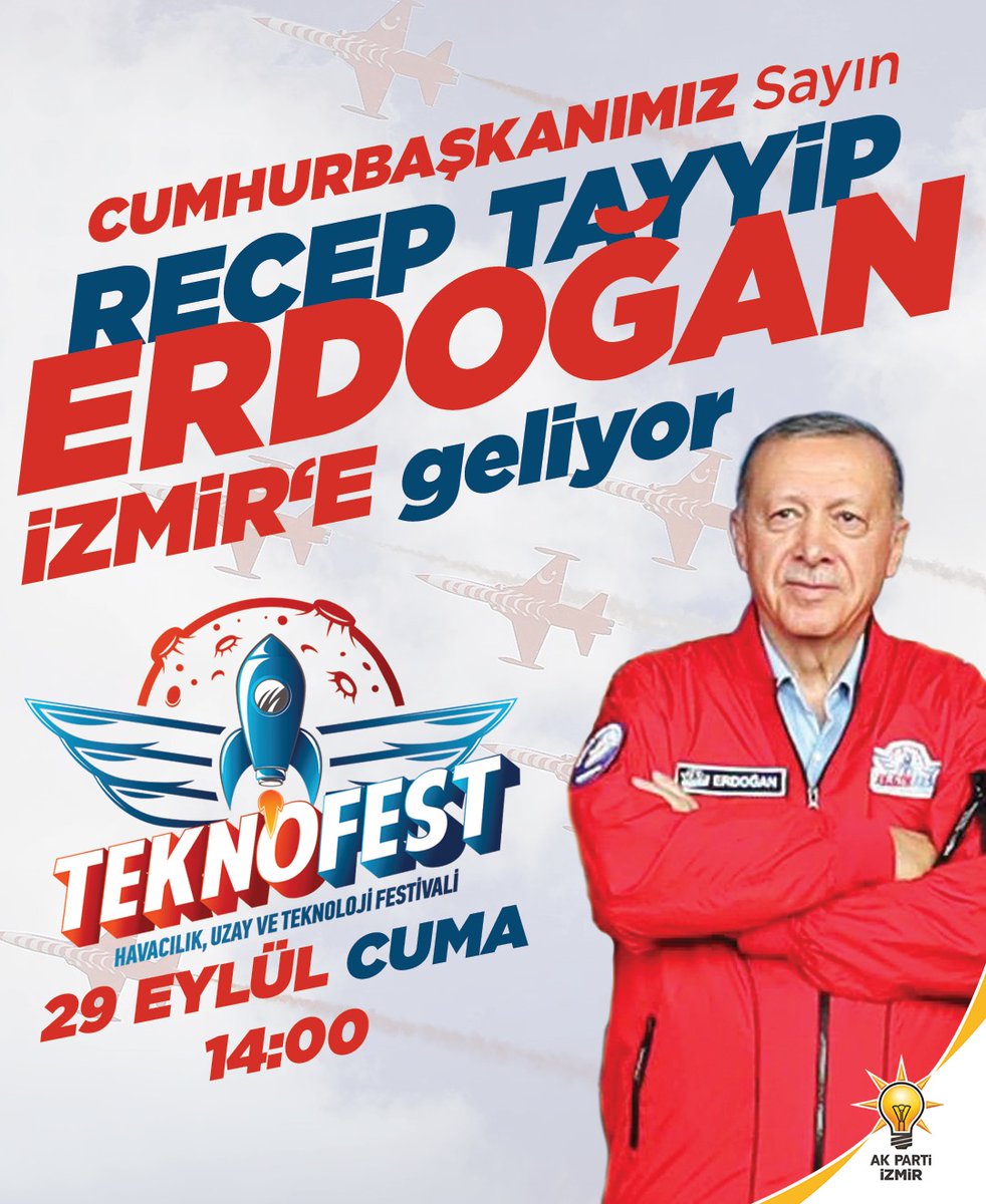Cumhurbaşkanımız Sn. Recep Tayyip Erdoğan yarın İzmir'e geliyor, #TEKNOFEST2023 coşkusu katlanarak artmaya devam ediyor! <a href="/RTErdogan/">Recep Tayyip Erdoğan</a> <a href="/teknofest/">TEKNOFEST</a>