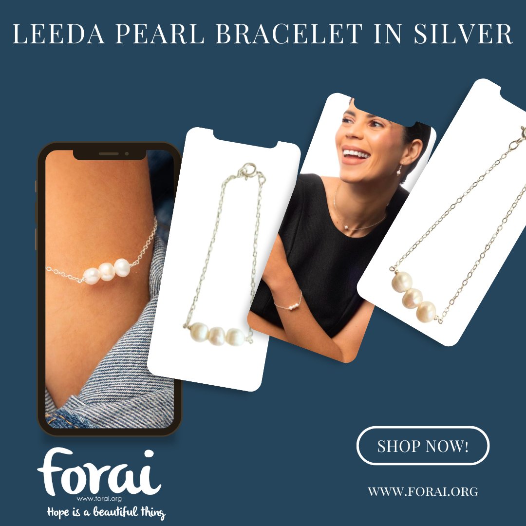 Delicate, simple, and elegant - our Leeda Pearl Bracelet in Silver is the perfect way to add a touch of sophistication to your look! 
.
.
.
#Forai #LeedaPearlBracelet #SilverJewelry #RefugeeArtistry #JewelryWithHeart  #StLouisArtisans #EmpowerWomenArtisans #ShopWithImpact