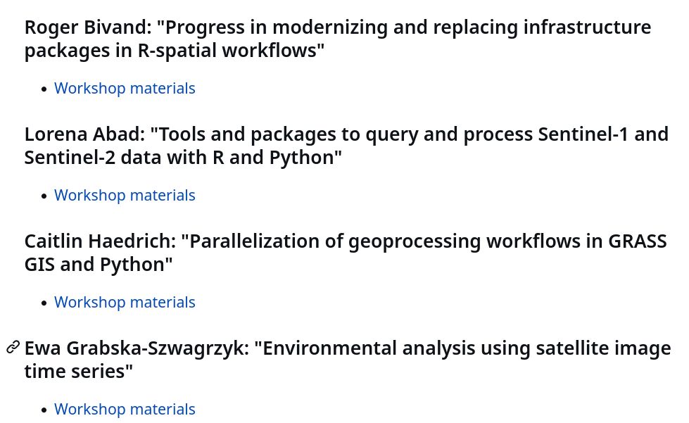 You can find an (updated) list of the OpenGeoHub summer school 2023 (#ogh2023) workshop materials at buff.ly/44uKIaT.

#rspatial #geopython #juliageo #gischat