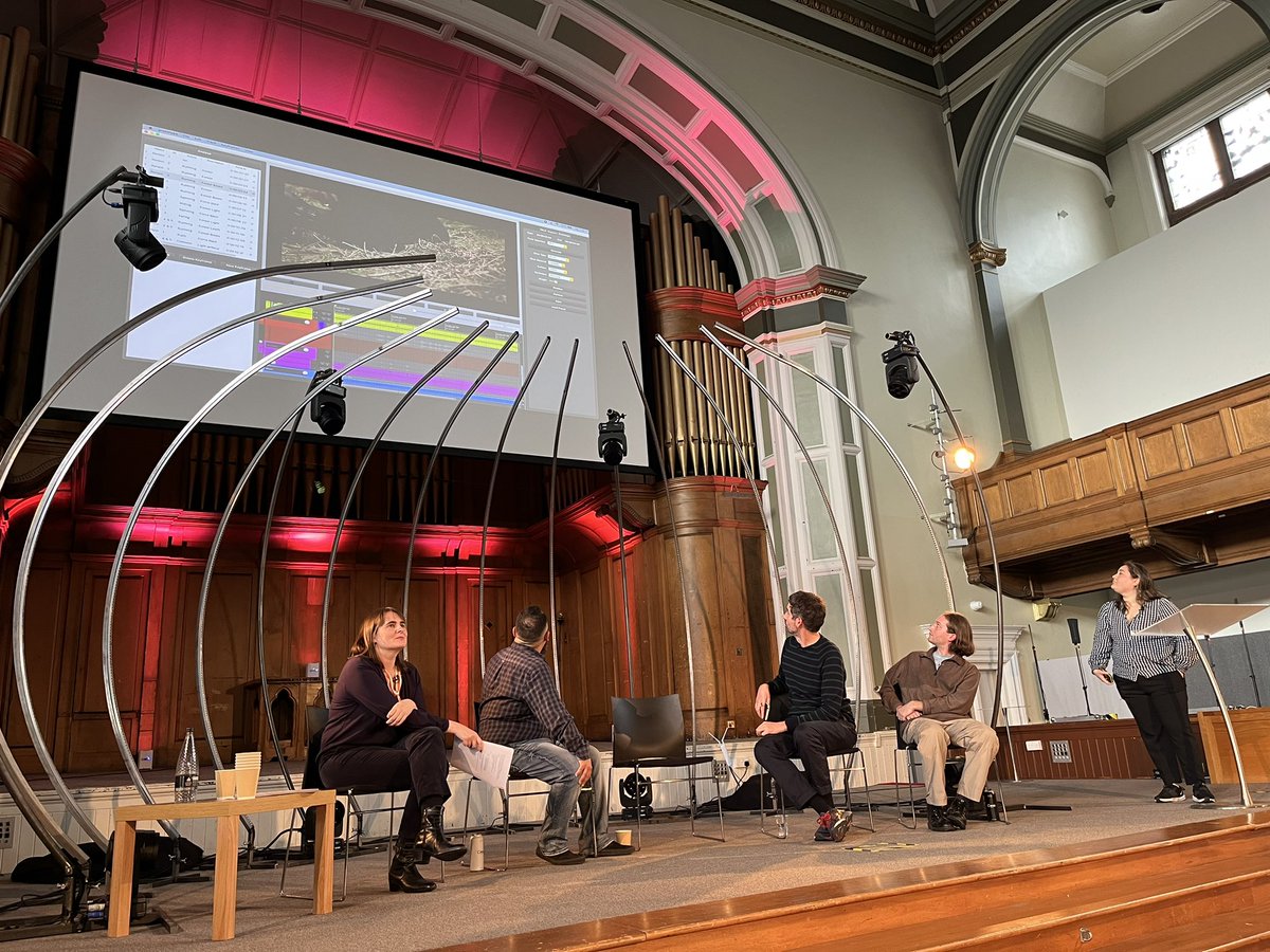 chrisspeed's tweet image. Everyone turns to see and listen to Ana Betancourt @BlackGoblinSFX ‘s demo of Thol. Thol generates foley sound effects according to an uploaded .MP4. Smart use of Gen AI to support micro video producers. blackgoblinaudio.co.uk/technology #creativeinformatics