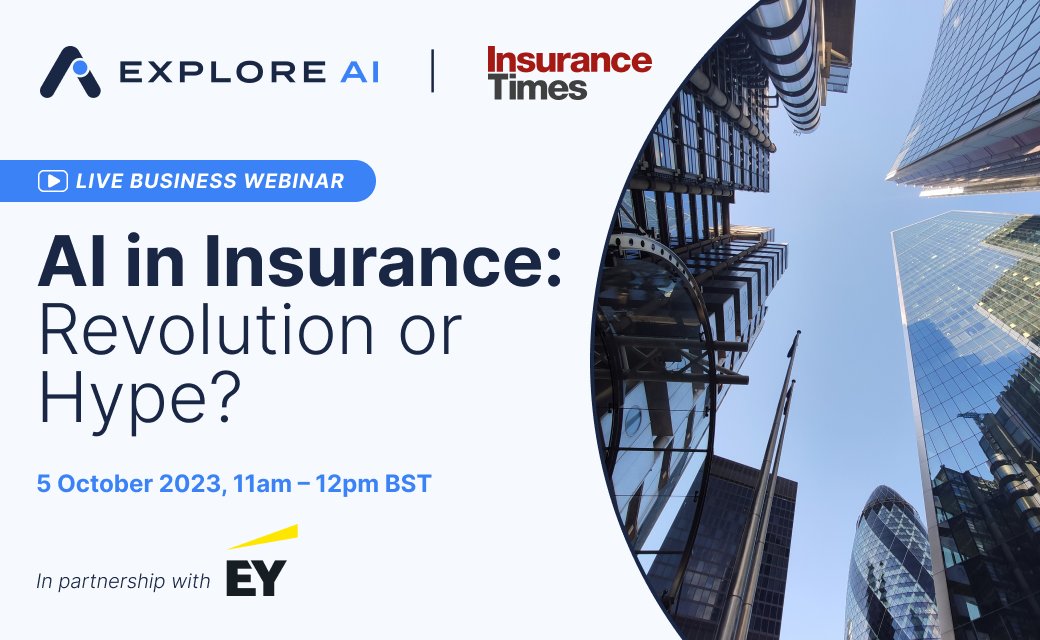 explore_ai's tweet photo. Just one week to go until our insightful webinar partnered with @EYnews and @InsuranceTimes_ 

Register today to attend live or receive the recording. Click here to learn more - https://t.co/VTGH6gIIQV https://t.co/i8zVtyW2z0