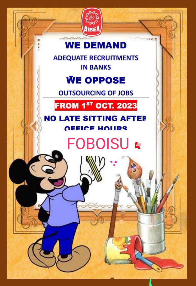 FOBOISU's tweet photo. Members of affiliated Unions/ Associations are advised not to work beyond prescribed Hours of Work unless a requisition is made in writing by either the Branch Head or the Designate Authority at the branch. Adhere to Hours of Work. Oppose unrestricted and unwarranted outsourcing. https://t.co/nOseBtUjFi
