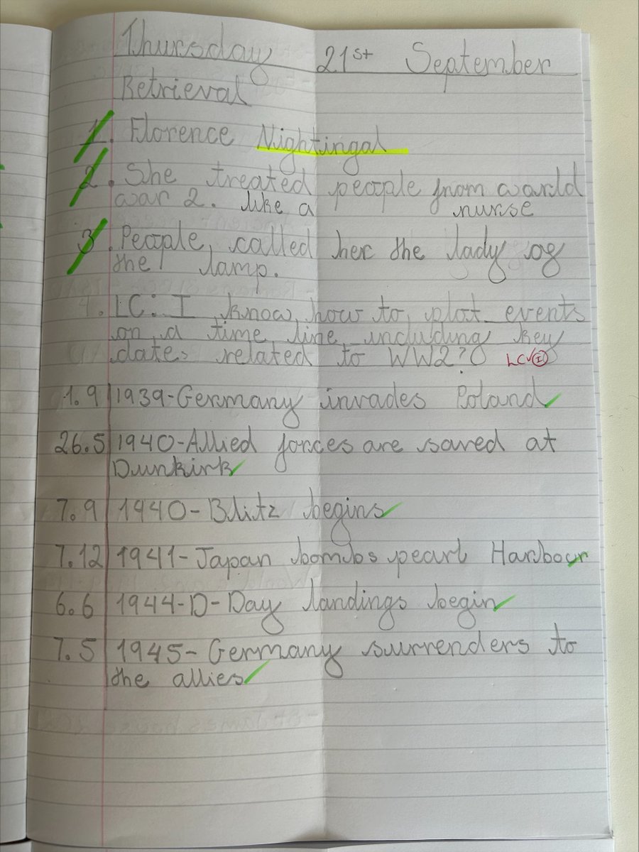 class11stmarys's tweet photo. Over the past couple of weeks Class 11 have been learning all about timelines! We have plotted events of WW2 and compared them to other topics we have learnt. We discussed all about Florence Nightingale in our retrieval. https://t.co/znIRfBqvi6