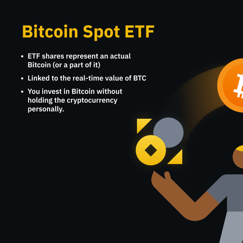 binance's tweet photo. Wondering what the difference is between #Bitcoin Spot and Futures ETFs?

Swipe for the answer 👉
