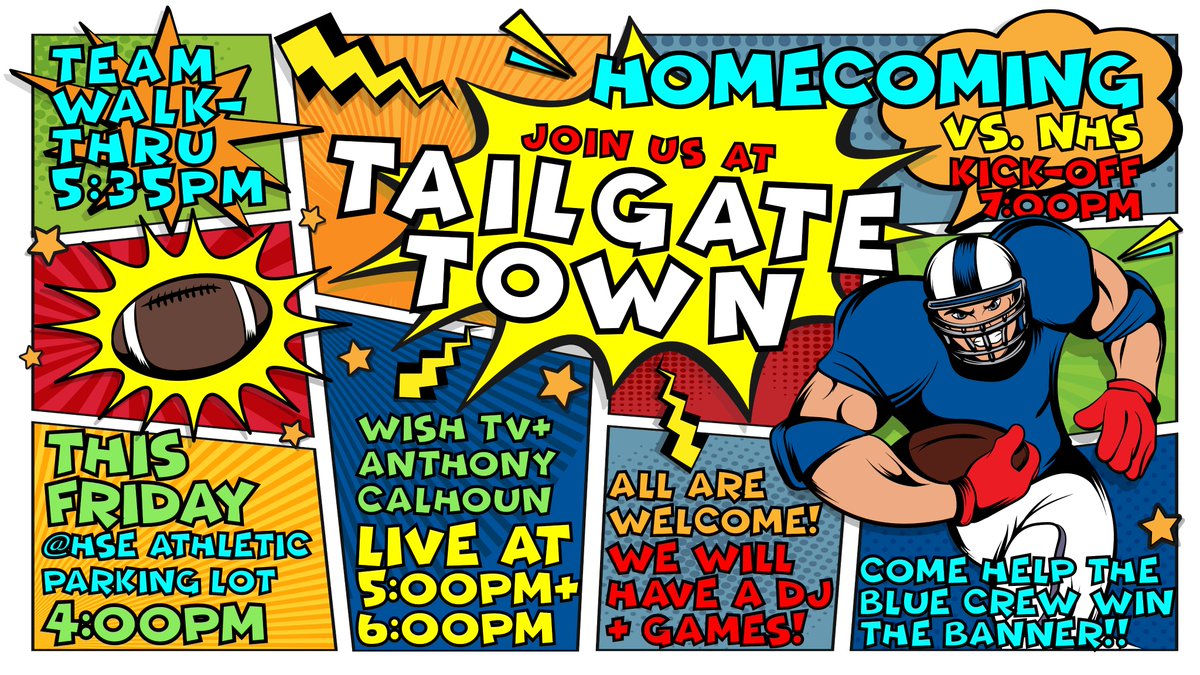 Join us tomorrow at Tailgate Town! 🦁🔥
#WeWantTheBanner
@HSEAthletics 
@HSEFootball 
@BlueCrewHSE 
@ACwishtv 
@ADChernoff