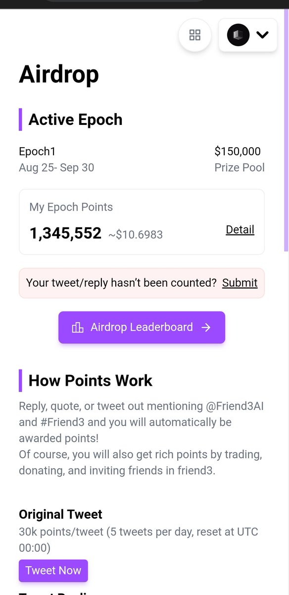 QuestBeauty_'s tweet image. Had so many points since my last tweet @Friend3AI #Friend3 to earn  tokens. 

✨like  ✨ comment
 #frend3 &amp;amp; tag @Friend3AI 
&amp;amp; earn  $150,000 together. keep move