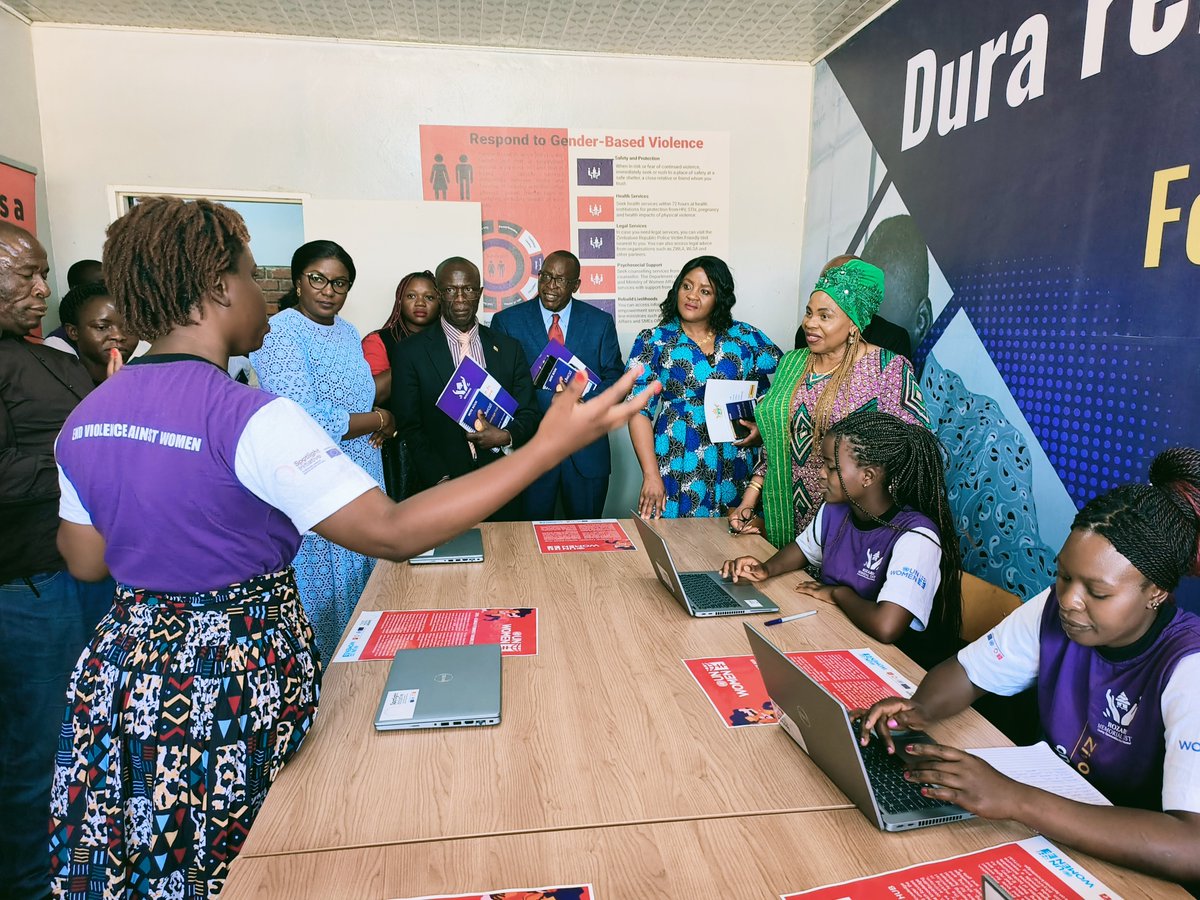Feminist Knowledge Hubs crucial as platforms for sharing knowledge, conduct evidence based research on #GenderEquality, Women Affairs Minister, Monica Mutsvangwa & @UN_Women Representative @fatoulo11 speaks while Launching Knowledge Hubs funded by EU🇪🇺 through @GlobalSpotlight