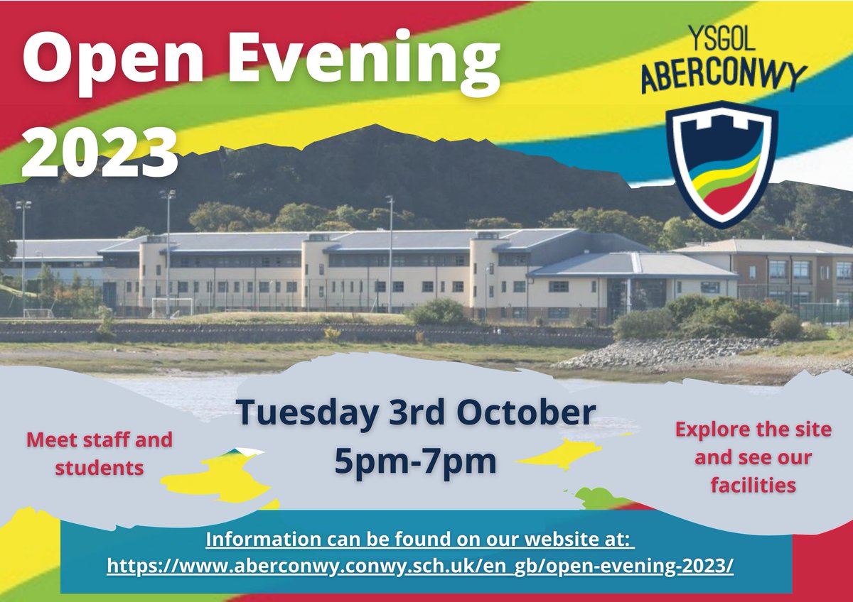 Our open day is fast approaching. Join us on Tuesday 3rd October between 5pm and 7pm to explore the school and chat with staff and students. We hope to see you then.
aberconwy.conwy.sch.uk/en_gb/open-eve…