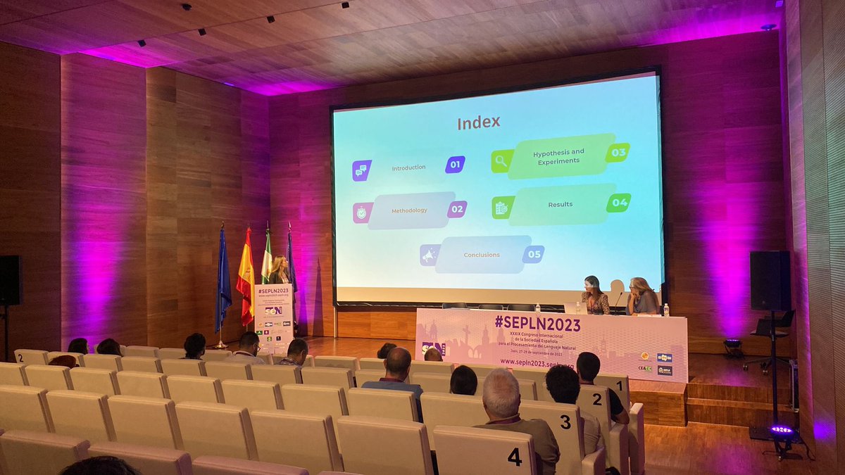 sepln's tweet photo. 📢 Finalizamos con la premiada a la mejor línea de investigación novel en #PLN “Detección de la ofensividad en redes sociales mediante lenguaje natural e información contextual” de M. Estrella Vallecillo (@EstrellaVR15).

#sepln2023 #nlproc @NLP_SINAI https://t.co/wWHPamHR2A