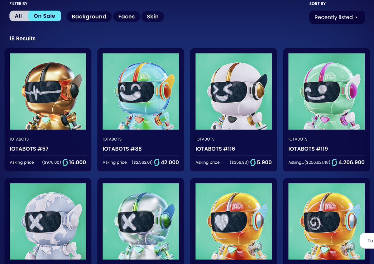 Look at these gorgeous <a href="/iotabots/">iotabots</a>♥️

After over 2 years of waiting they are finally live on the <a href="/ShimmerSeaDEX/">MagicSea (formerly ShimmerSea)</a> NFT marketplace!

*FIRST NFT ON IOTA*

Legendary 🔥