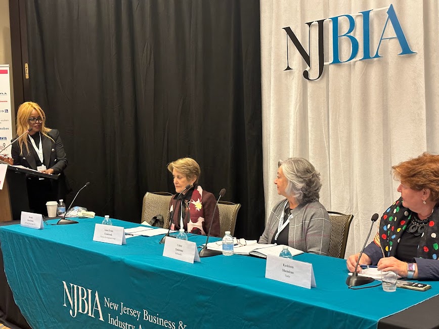 NJBIA's tweet photo. Ever wondered what it takes to land a seat on a board? Anne Evans Estabrook, Brenda Ross-Dulan, Celest S. Quintana, & Kathleen Shanahan give their insights during "Boards, Taking the Step" #WBLF2023 #WBLF #NJwomen #WomenBusinessLeaders #NJBIAevent #WomenInBusiness #NJ https://t.co/mDJ0Q8YEUh