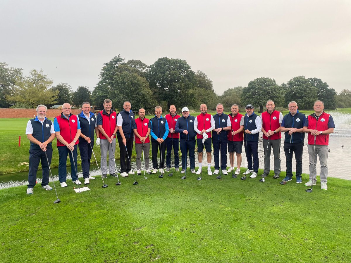 Our Director of Golf, <a href="/Jrtgolf1971/">James Thompson</a> started the <a href="/Breeze_CF/">Breeze Corporate Finance Ltd</a> golf day off this morning to see these super-smart gentlemen playing the whole event in the <a href="/rydercup/">Ryder Cup</a> cup format with team USA in red ❤️ &amp; team Europe in Blue 💙

Good luck to everyone &amp; it’s a pleasure to host you ⛳️🙌
