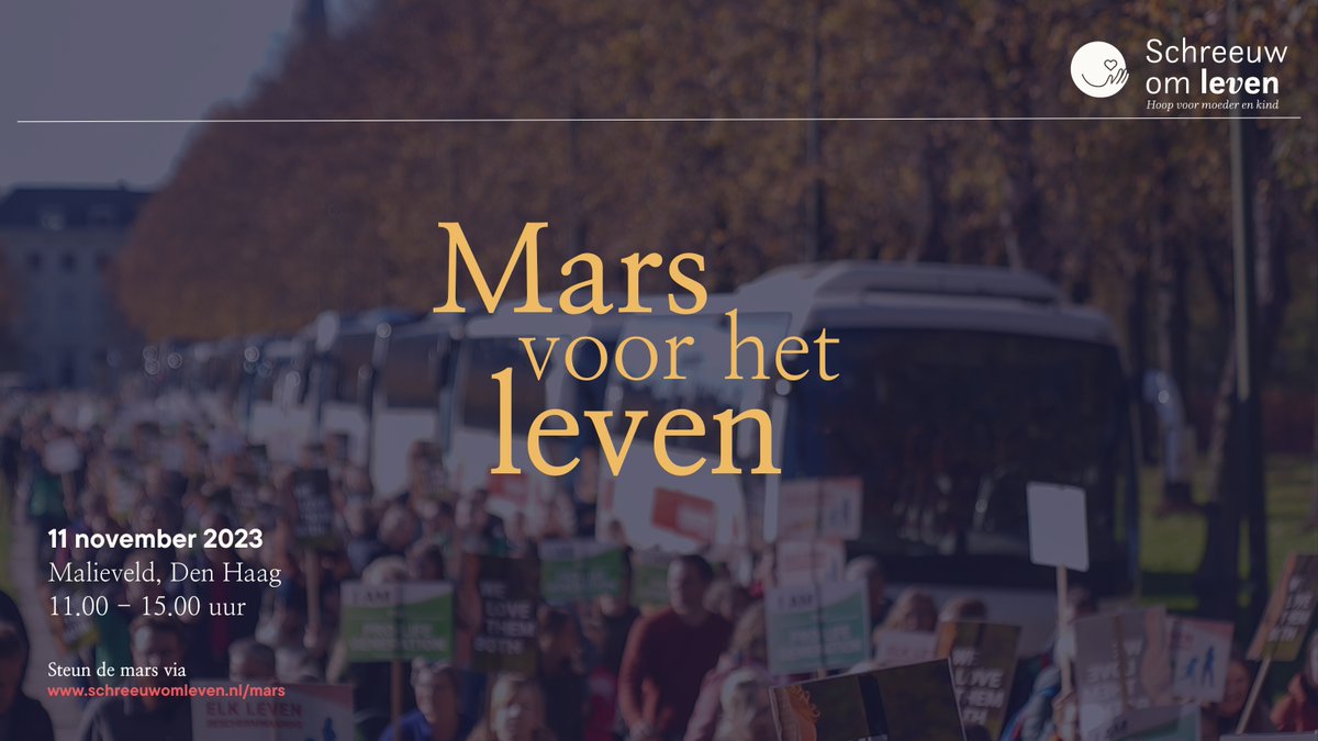 SchreeuwomLeven's tweet photo. Op D.V. 11 november 2023 is de jaarlijkse Mars voor het leven! In een stille tocht door Den Haag laten duizenden mensen weten dat elk leven recht op leven verdient!

Meer informatie op https://t.co/Fv6kdtyz8G

#rechtopleven #ongeborenleven #marsvoorhetleven #erishulp https://t.co/53CNgJC0Ma