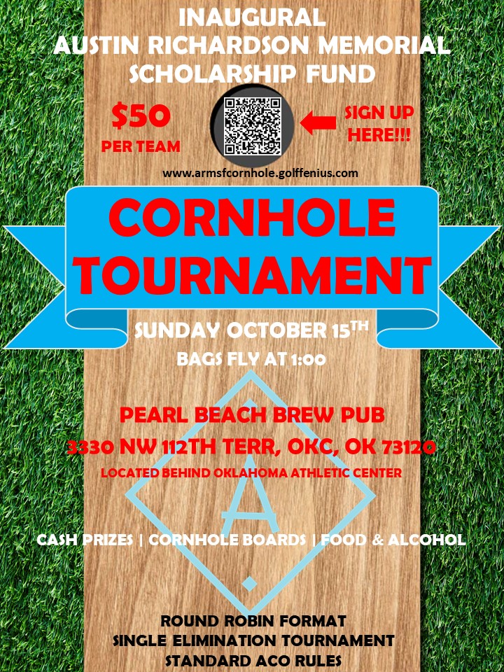 The ARMS fund is hosting its first ever ARMS Cornhole Tournament! There will be prizes for top finishers and champions will take home an ARMS Fund Cornhole Board! Cost is $50 a team. Proceeds help provide scholarships to Kinesiology and Health Studies majors and student athletes