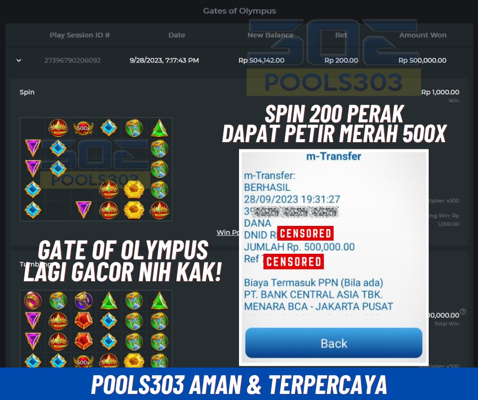 Agen_303's tweet photo. SPIN 200 perak jadi 500 ribu kak!

Mantap betul kakak, dapat petir merah di gate of olympus!

Link daftar: https://t.co/EgFxYGi4ES

#situsterpercaya #situsgacor #infoslotgacorhariini #infoslotgacor #slotgacor #slotgacorhariini #gateofolympus #kakekzeusgacor #petirmerah #pools303 https://t.co/uluGsTmzs6