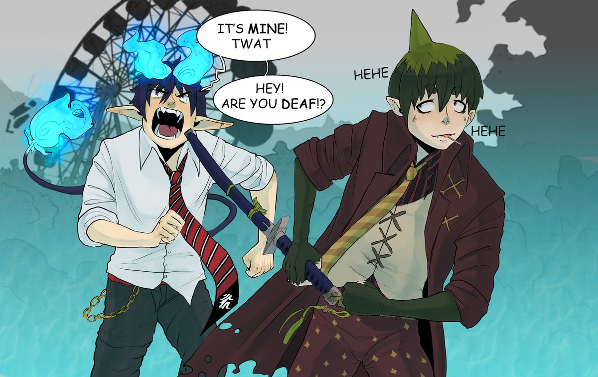kommunalco's tweet photo. Amai has stolen koumaken again... rin should be more attentive 
#aoex #aonoexorcist #blueexorcist #amaimon #okumurarin #rin https://t.co/GKShuNscyQ