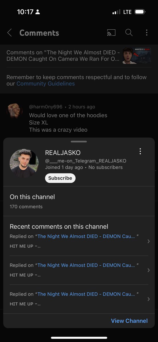 Harmony696's tweet photo. @OfficialJaskoYT  this person just commented on yt and I sent report. Just wanted to let you and the community know https://t.co/BTzM9vxE2g
