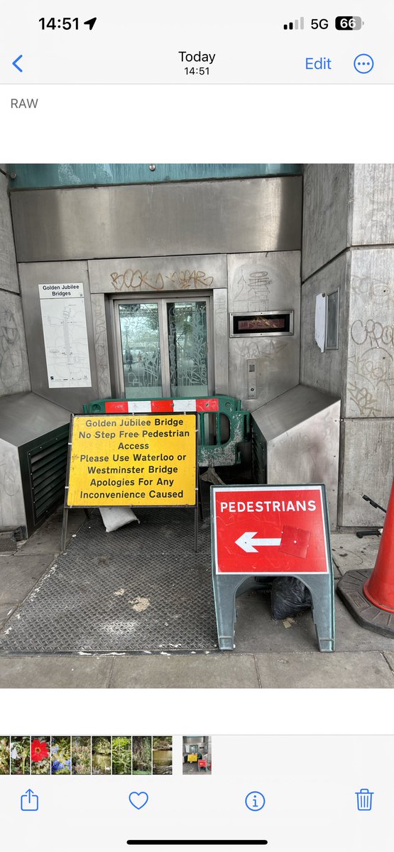 Both lifts on the south side of the Jubilee Bridges are closed. And there's no notice of this on the north side. Whoever is in charge needs to put up signs. All mobility-impaired people suffer because of their laziness.

#disability #DisabilityRights