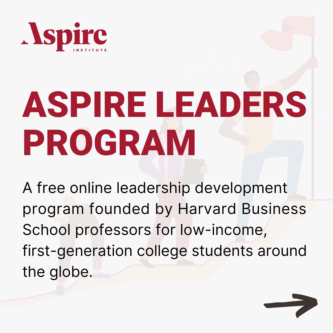 Apply now for the Aspire Leaders Program 2024

This is a fully funded online leadership development program for first-generation, low-income college students and recent graduates from around the world.

Details: bit.ly/3EVTK6o | Deadline: Dec 2