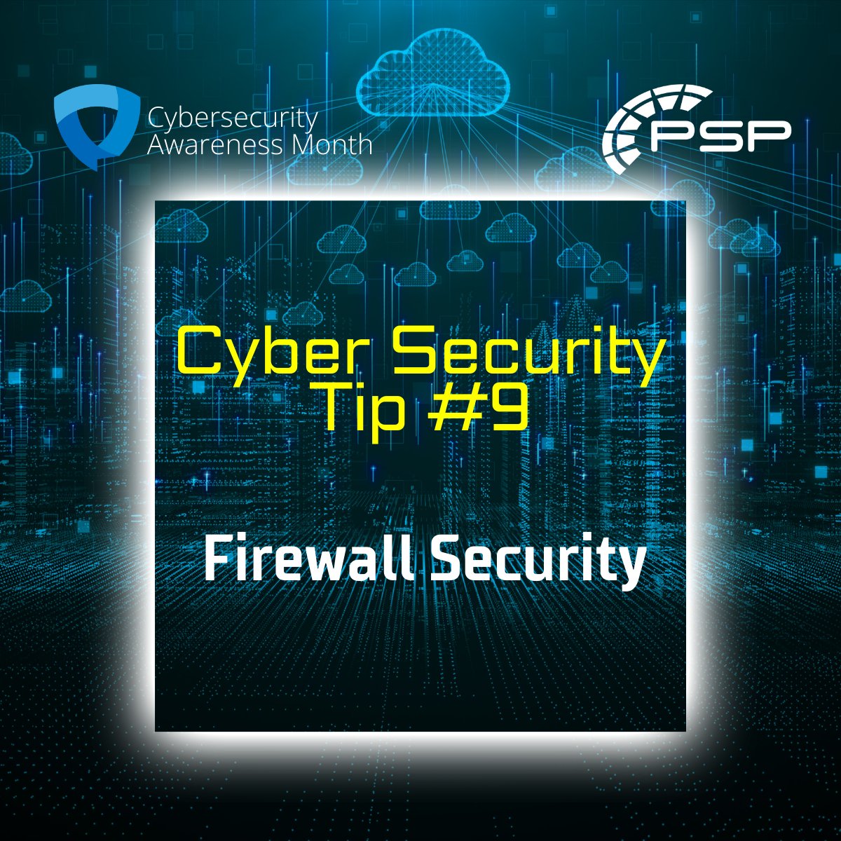 Day 9️⃣ of #CybersecurityAwarenessMonth 
🔥Firewall Security 🧱
A firewall acts as a barrier between your network and cyber threats. Make sure it's properly configured to keep your data safe.
Follow our page to see all our daily cybersecurity tips this October.

#becybersmart