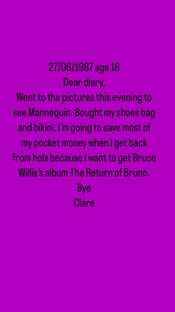 80sTeenageDiary's tweet photo. 27/06/1987 #teenagediary #1980s #mannequin #returnofbruno
https://t.co/hDwNxJMKuD https://t.co/7FjbAMPAzn