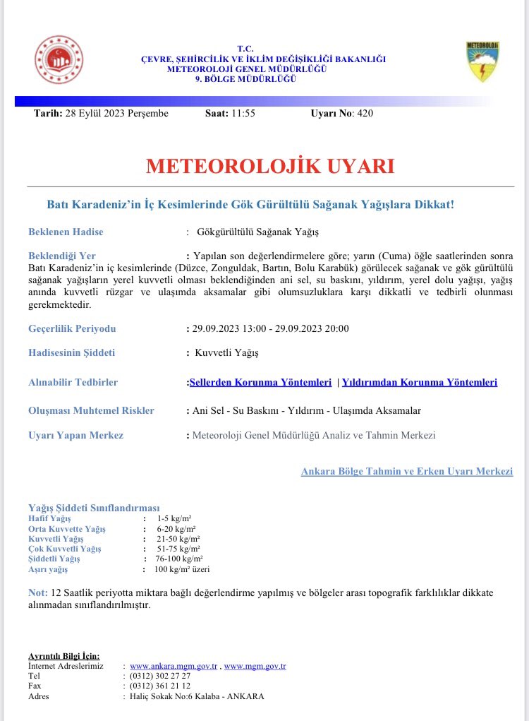 KdzEregliKay's tweet photo. METEOROLOJİK UYARI ❗️❗️

Son meteorolojik değerlendirmelere göre yarın (CUMA) öğle saatlerinden itibaren, ilçemizde SAĞANAK ve GÖK GÜRÜLTÜLÜ KUVVETLİ SAĞANAK YAĞIŞ beklenmektedir. 
Ani sel, su baskını, dolu, yıldırım ve ulaşımda aksamalara karşı dikkatli olunmalıdır. ⛈️☔️ https://t.co/GPWGfQIVBe