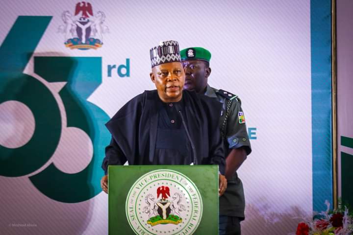 AT INDEPENDENCE LECTURE:
YOUR SACRIFICES WON'T BE IN VAIN, VP SHETTIMA TELLS NIGERIANS

Nigeria's Vice President, Sen. Kashim Shettima, has assured Nigerians that their sacrifices will not be in vain, saying the promises made by the Tinubu administration will be fulfilled.