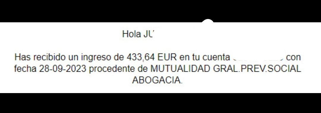 "Hoy he recibido mi pensión, ahí veis el importe, después de cotizar 38 años." 
Esta es la situación real de los abogados al llegar la edad de jubilación