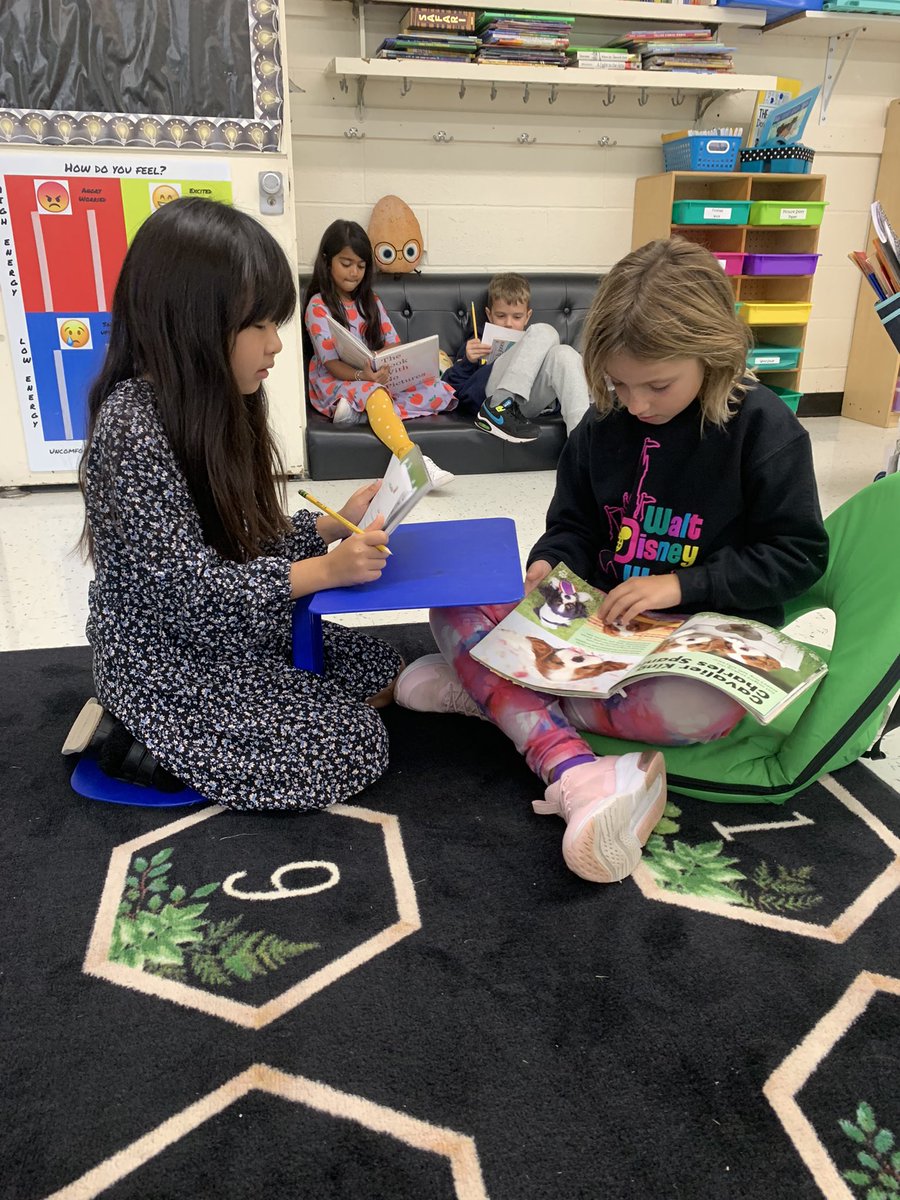 step_into_2nd's tweet photo. Put us in coach, we’re ready to read! 2G has been working hard on Fluency Partnerships. We understand the importance of working together to help each other achieve our reading goals! 🧡📖 https://t.co/NVfZ4Q7nU8