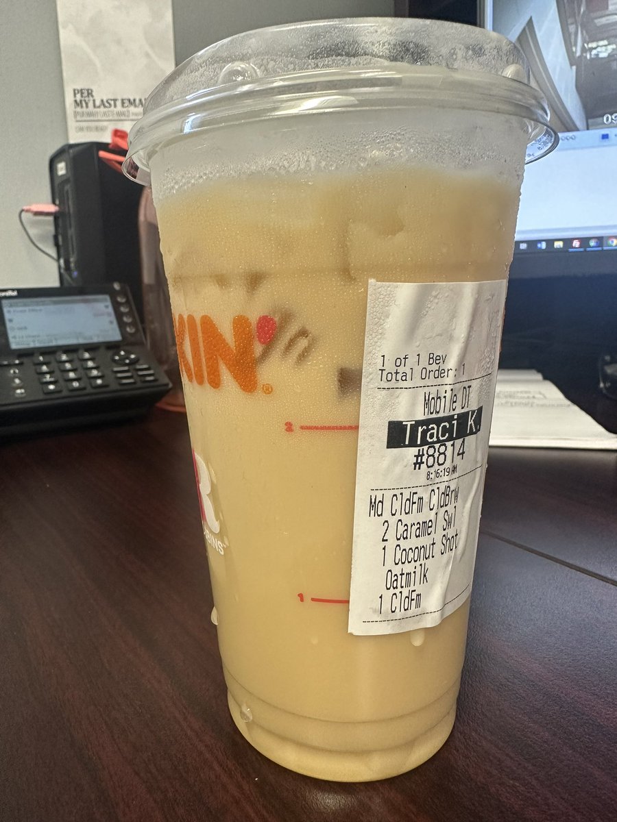 HeyCallMeTraci's tweet photo. Hey @dunkindonuts 
If I wanted flavored milk I’d get @Nesquik 🍓 

#wheresthecoffee https://t.co/HK1ffdMlXb