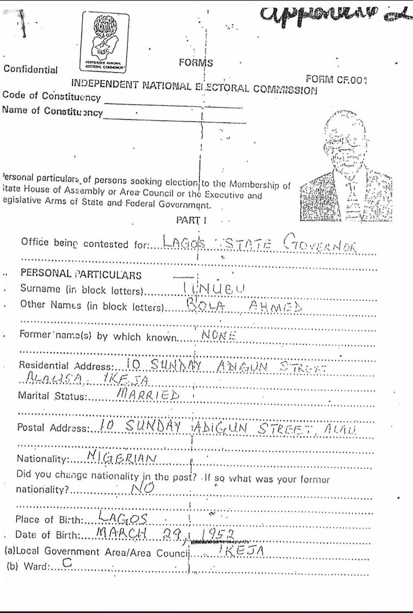 General_Oluchi's tweet photo. So in a previous INEC Form, Tinubu wrote that he attended University of Chicago from 1972 - 1976, then attended Chicago State University from 1977-1979! 

Tinubu also claimed he attended Southwest College in 1976, however, the gender of this Tinubu is a female! 

How many Tinubu are we dealing with here?