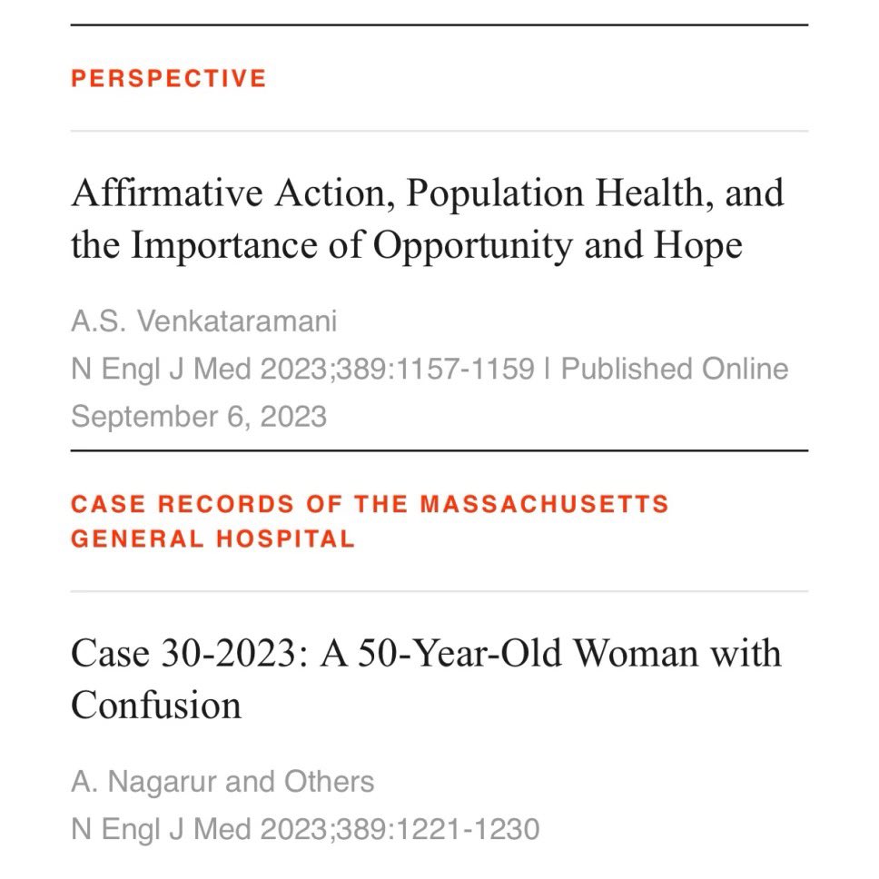 Muthu Vaduganathan (@mvaduganathan) on Twitter photo One time <a href="/mghmedres/">MGH IM Residents</a> co-residents still trailblazing today, now out with back-to-back pieces in <a href="/NEJM/">NEJM</a> ❤️
Perspective @atheendar: nejm.org/doi/full/10.10…
Case Records of the MGH <a href="/AmulyaNagarurMD/">Amulya Nagarur</a>: nejm.org/doi/full/10.10…
Prospective residency applicants: MGH=best place to train! One time <a href="/mghmedres/">MGH IM Residents</a> co-residents still trailblazing today, now out with back-to-back pieces in <a href="/NEJM/">NEJM</a> ❤️
Perspective @atheendar: nejm.org/doi/full/10.10…
Case Records of the MGH <a href="/AmulyaNagarurMD/">Amulya Nagarur</a>: nejm.org/doi/full/10.10…
Prospective residency applicants: MGH=best place to train!