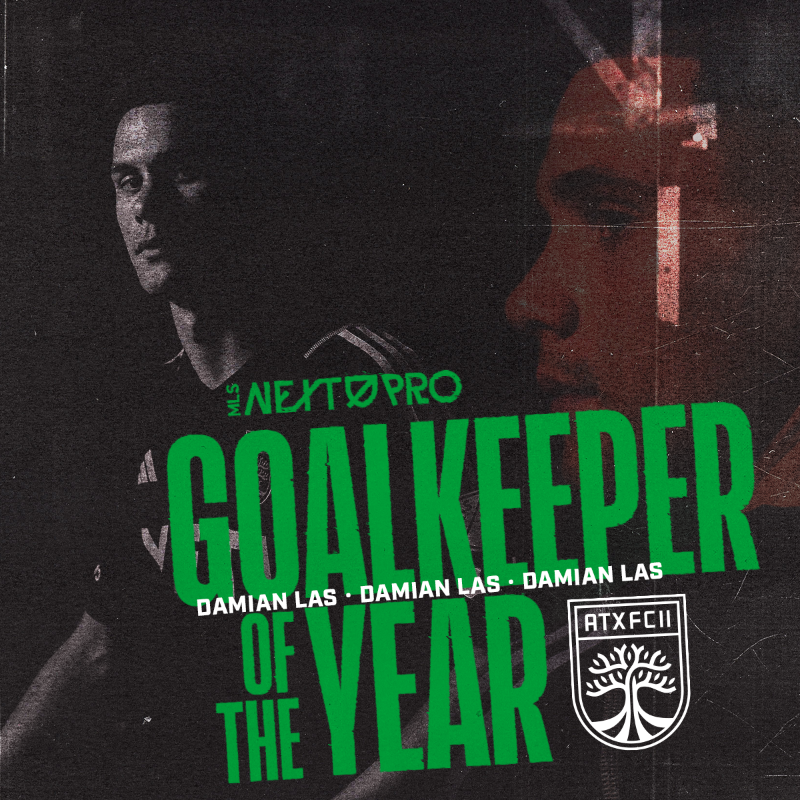 AustinFCII's tweet photo. DamiHIM all season long, and the accolades to show for it. 

@_DamianLas is your @MLSNEXTPRO Goalkeeper of the Year!