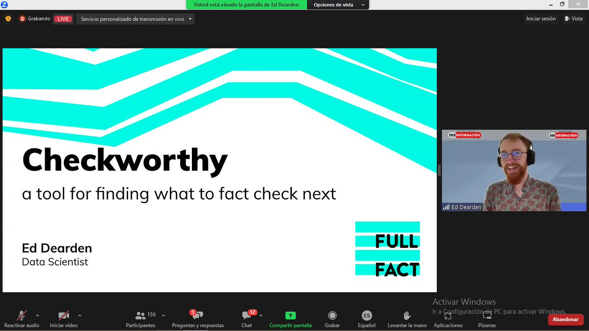 El poderoso equipo de @FullFact presenta su herramienta #Checkworthy que permite identificar qué contenido debe ser verificado

@EdDearden muestra cómo usan AI para agregar una red flag a contenido que ya ha sido verificado

#AI #disinformation #CumbreDesinfo2023

@cumbredesinfo