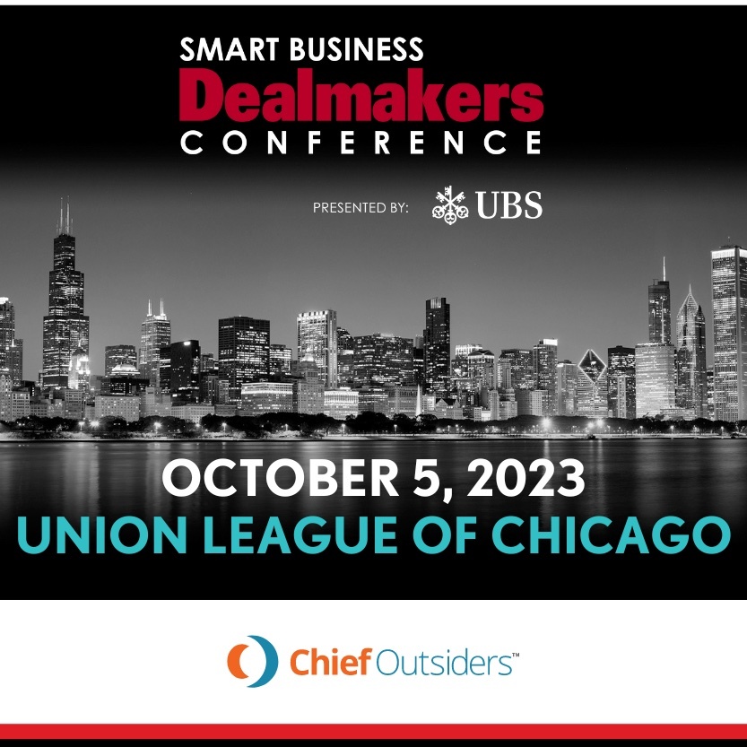 ChiefOutsiders's tweet photo. Are you attending the Smart Business #Dealmakers Conference on Oct. 5?

Explore sessions on M&amp;A, capital raising, and more, and network with industry leaders at the Union League Club of Chicago. 

Register now, and we'll see you there! 👋

https://t.co/wdF7jGP7lV #PrivateEquity https://t.co/CqR5FSVelB