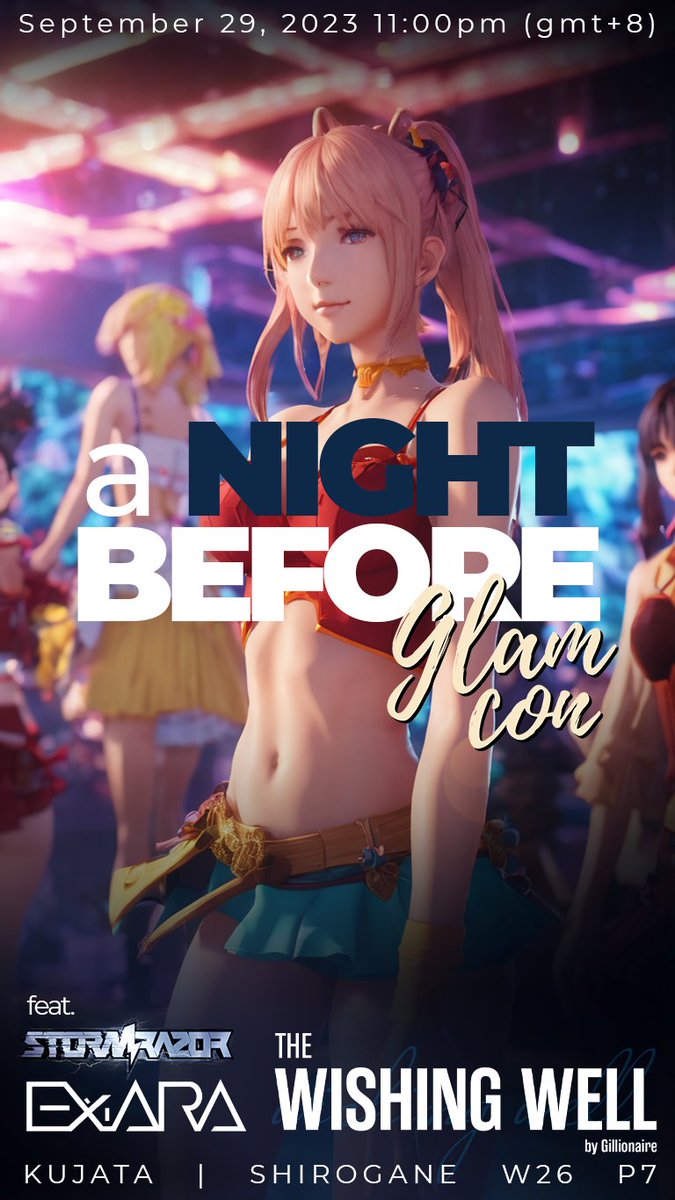 Before we hit it off at #GlamconXIV for their anime anniversary, let's start things off with a night filled with music and friends in the pools! 💦🕶️🎶

#WishingWellxiv #elementalDC #kujata