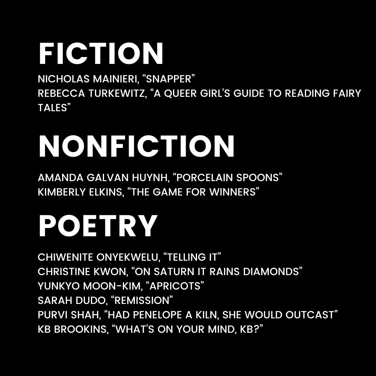 Cincinnati Review (@cincinnreview) on Twitter photo We're delighted to announce our 2023 nominees for Best of the Net! Congratulations to <a href="/NickMainieri/">nicholas mainieri</a> , @R_Turkewitz , <a href="/amghuynh/">Amanda Galvan Huynh (she/her)</a> , <a href="/goodwordgirl/">Kimberly Elkins</a> , @chiwenite9 , Christine Kwon, Yunkyo Moon-Kim, Sarah Dudo, <a href="/PurviPoets/">Purvi Shah</a> , and @earthtokb . We're delighted to announce our 2023 nominees for Best of the Net! Congratulations to <a href="/NickMainieri/">nicholas mainieri</a> , @R_Turkewitz , <a href="/amghuynh/">Amanda Galvan Huynh (she/her)</a> , <a href="/goodwordgirl/">Kimberly Elkins</a> , @chiwenite9 , Christine Kwon, Yunkyo Moon-Kim, Sarah Dudo, <a href="/PurviPoets/">Purvi Shah</a> , and @earthtokb .