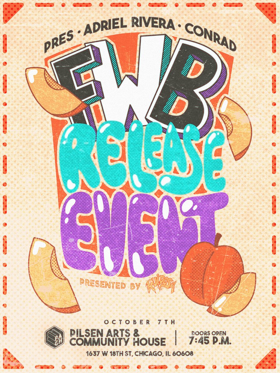 therealpresraps's tweet photo. The "fwb" Release Event🍑

October 7th at 7:45PM at PACH🚨

With performances by Me, @AgerollRivera &amp; @hey_conrad_ 

Presented by Ruidosa https://t.co/xLc0CNhpkX