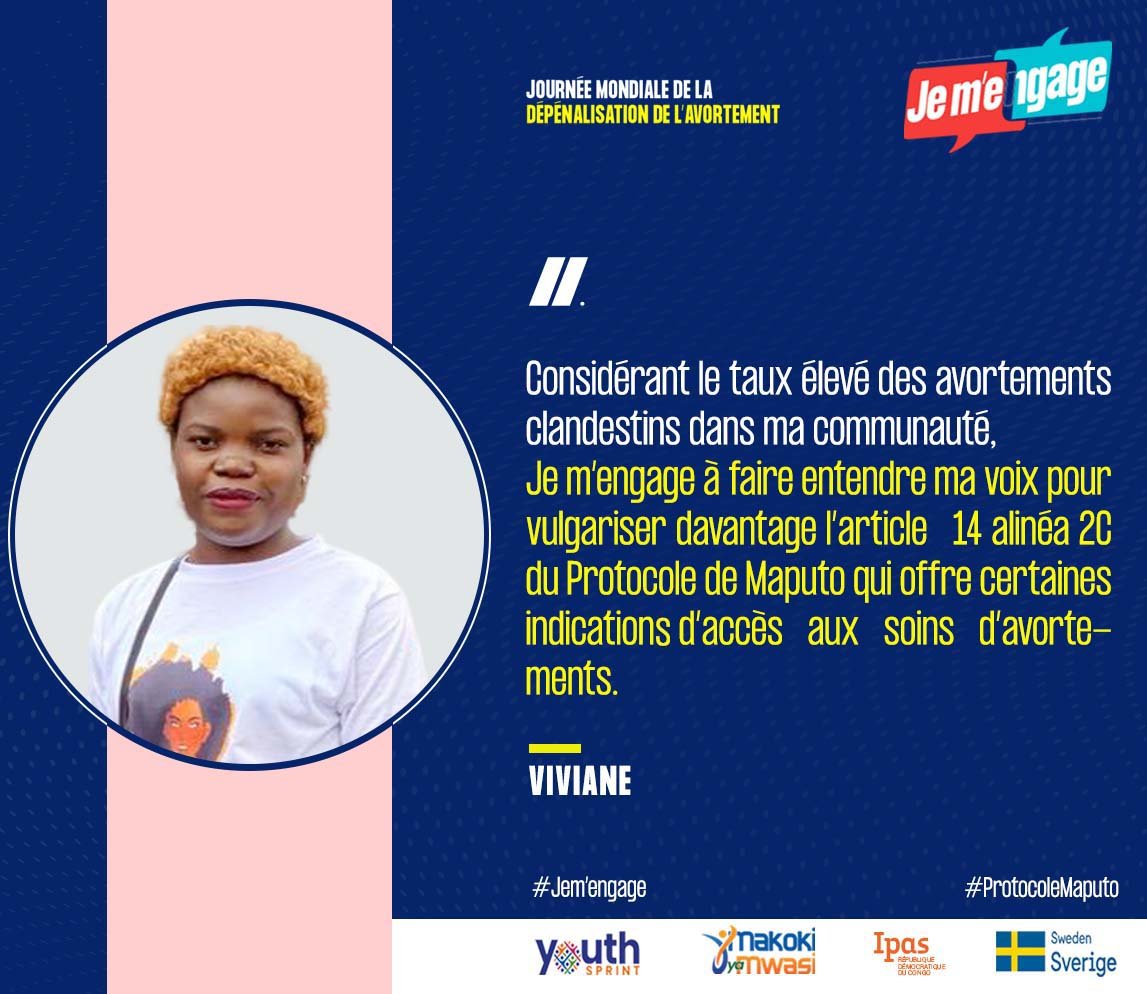 YouthSprint's tweet photo. #EngagementAS
Vu le taux élevé des avortements clandestins dans sa communauté,
@VivianeNabintu s'engage à faire entendre sa voix dans la vulgarisation du protocole de Maputo.
@IpasRDC @SwedeninDRCongo @Asrjrdcongo https://t.co/LcyiS7yleb