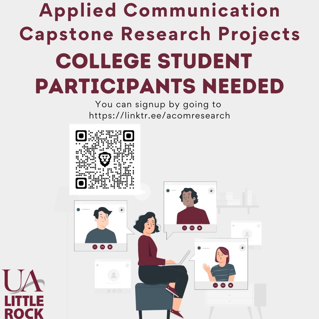 Calling all college students! Visit linktr.ee/acomresearch if you’re interested in participating in <a href="/UALRAppliedComm/">UALRAppliedComm</a>’s capstone research projects!